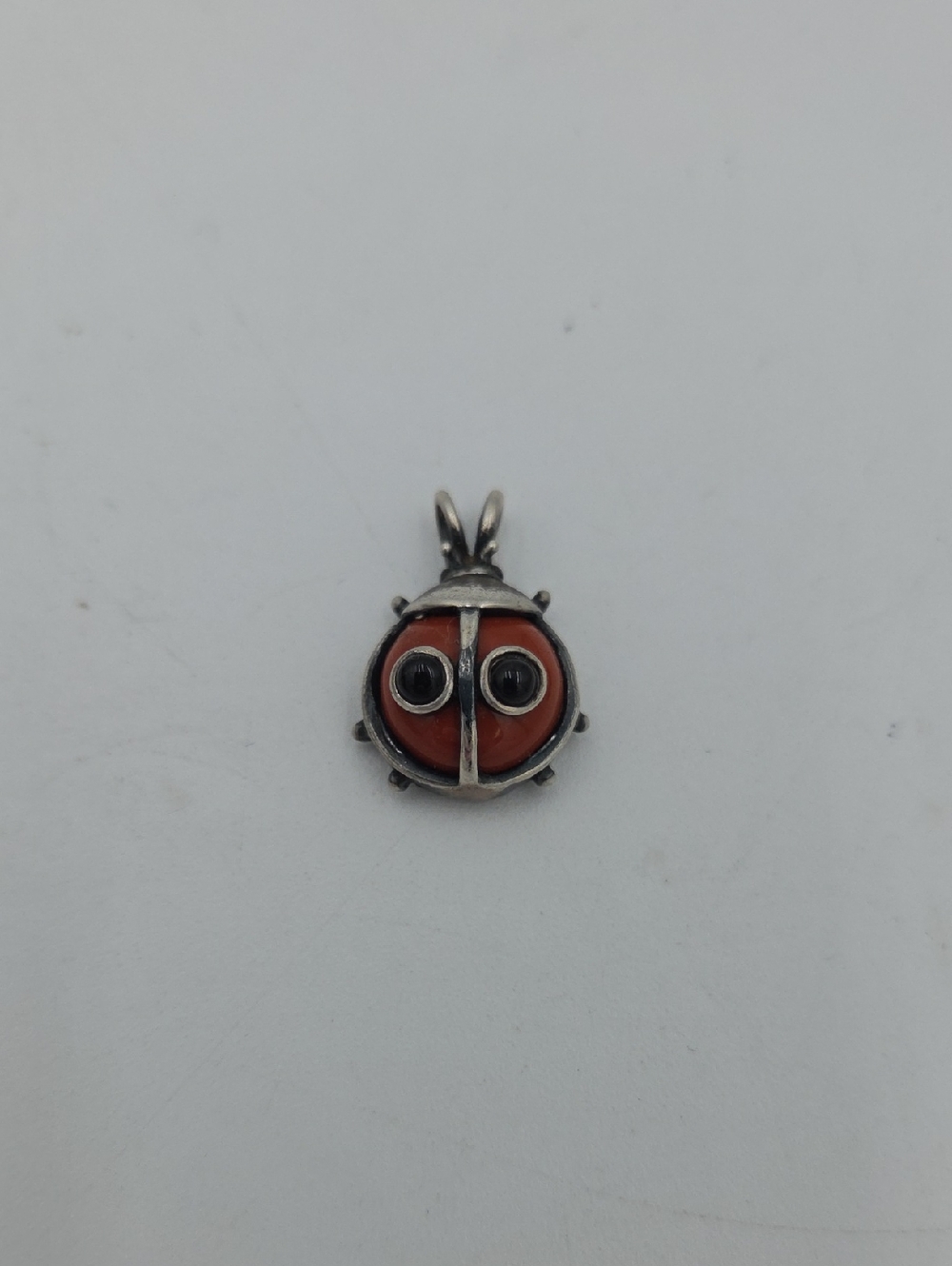 Sterling Silver Jasper and Onyx Ladybug Pendant Charm
